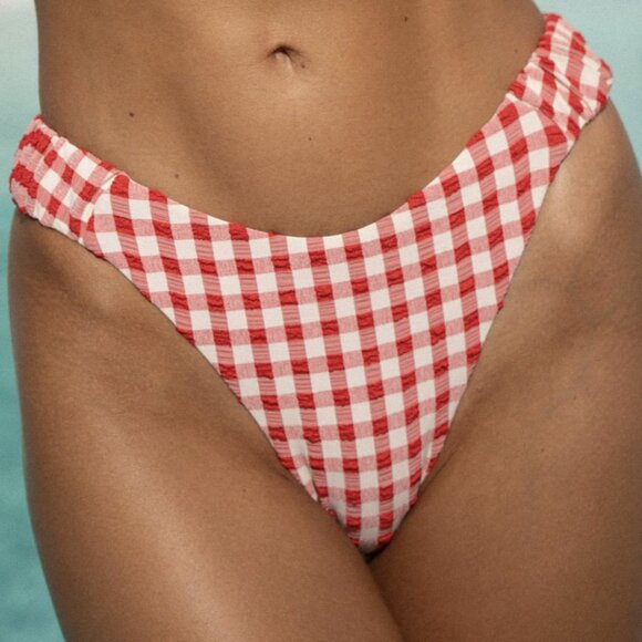 Chic Red Checkered Bikini Bottom - Picture 1 of 9
